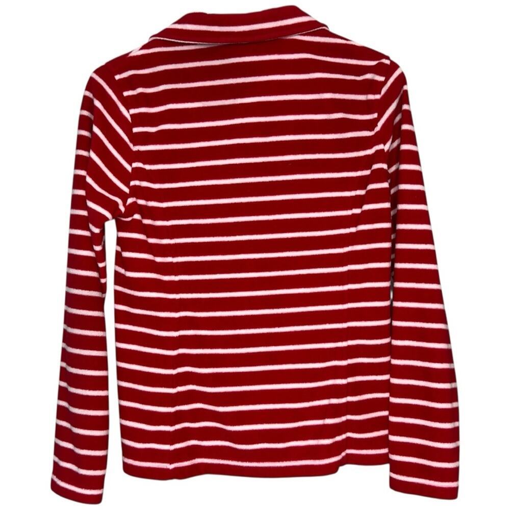 Lands’ End Women’s Red and White Striped Quarter Zip Fleece Sweatshirt Size XS - Picture 4 of 5